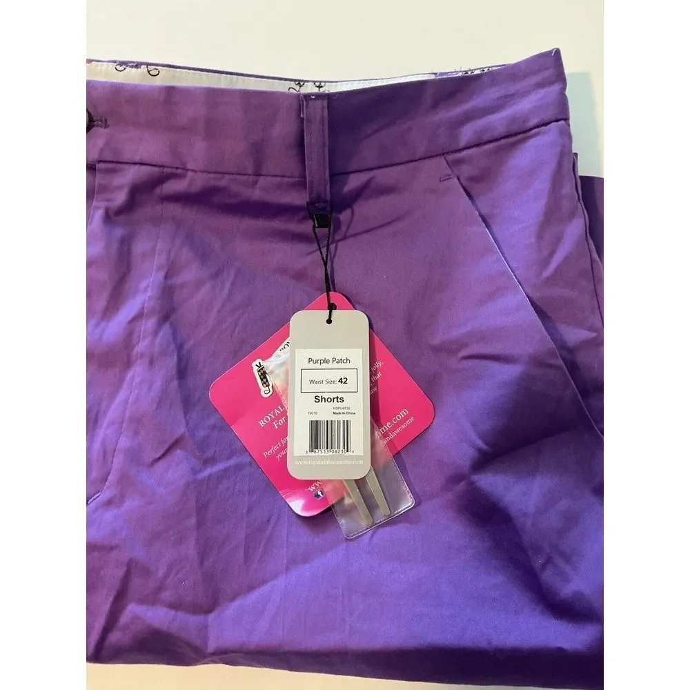 Royal and Awesome Men`s Golf Shorts Purple Patch Golf Shorts + Tool W 42 X10‎